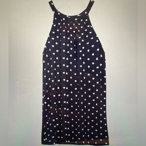 Colette - Agather Printed Halter Knit Tank Top. Polka Dot, Hearts. Size XL. Navy
